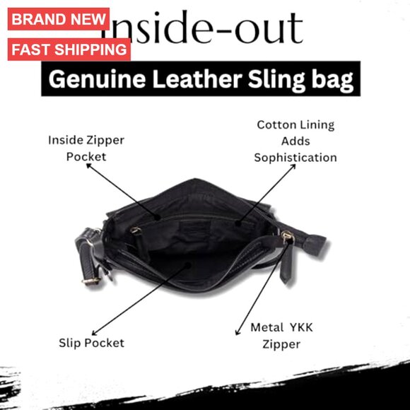 Italian Leather Crossbody Bag with Studs, Medium Size for Everyday Use - Picture 4 of 7